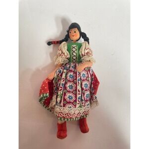 Vintage BAPS Miniature Folk Dolls Pair Hand Painted Traditional European Set